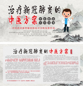 中式治疗新冠肺炎的中医方案展板